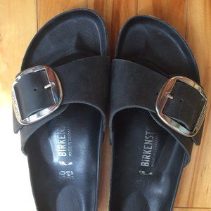 Black Birkenstock Sandal with silver buckle women's size 40